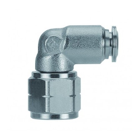 Usa Industrials Push to Connect Tube Fitting, Nickel Plated Brass w/ Metal Release Ring, Female Elbow ZUSA-TF-PTC-NPBR-606