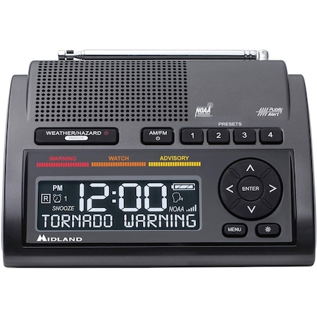 Midland Radio Weather Radio, Black, Channels AM/FM, NOA WR400