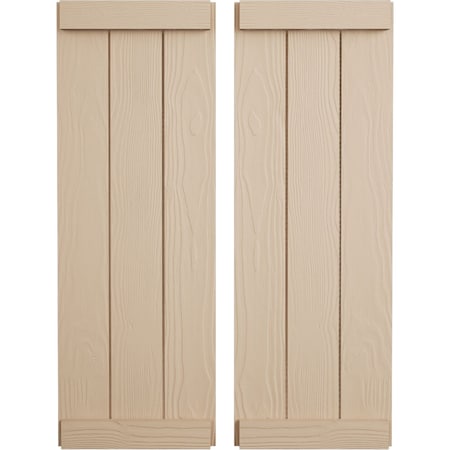Ekena Millwork Rustic Three Board Joined Board-n-Batten Sandblasted Faux Wood Shutters w/End Batten, 16 1/2"Wx42"H SHUBJE16X42SDPR