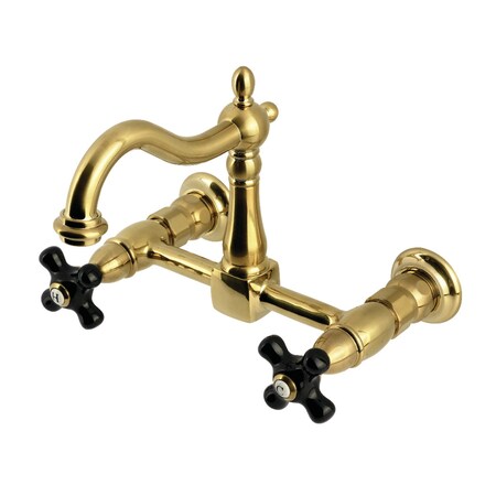 Kingston Brass Two-Handle Wall Mount Bridge Kitchen Faucet, Brushed Brass KS1267PKX