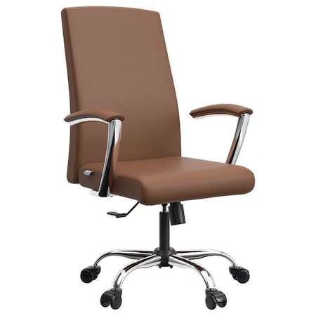 Leisuremod Evander Office Chair in Upholstered Leather and Iron Frame with Swivel and Tilt, Dark Brown EO20DBRL