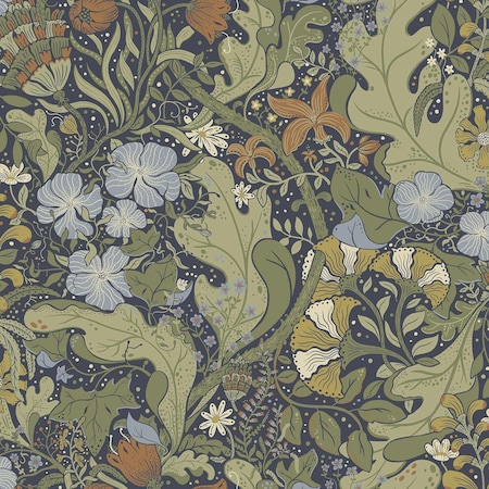 A-Street Prints Elise Indigo Nouveau Gardens Wallpaper 4080-83102