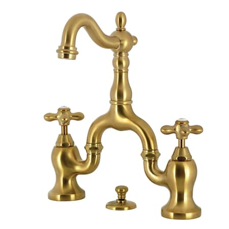 Kingston Brass Bridge Bathroom Faucet with Brass Pop-Up, Brushed Brass KS7977AX