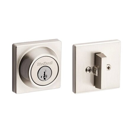 Kwikset Single Cylinder Deadbolt, 1" L Throw, Zinc 660SQT-15-SMT-RCAL-RCS/5303-K3