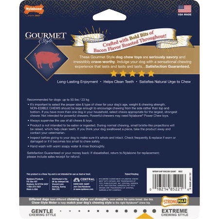 Nylabone Gourmet Style Large Bacon Wishbone Dog Chew NFBW104P