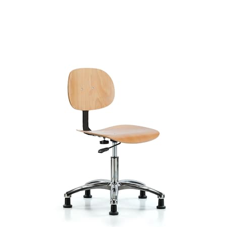 Blue Ridge Ergonomics Wood Chair Chrome - Desk Height with Stationary Glides WDHCH-CR-RG