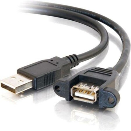 C2G 3ft Panel-Mount USB 2.0 A Male to A Female Cable 28064
