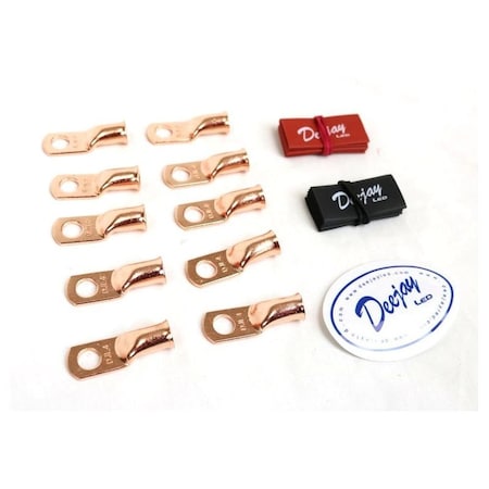 Deejay Led Crimp Connector Style for 4 Gauge Wire PINK/BLACK insulators, 10PK TBH4GA10PINKBLK