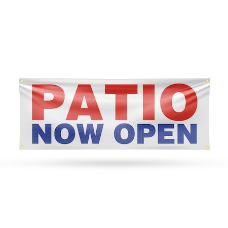 Signmission Patio Now Open, 18 Inch x 48 Inch, Vinyl Banner B-30780
