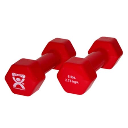 Cando International 6 lbs Vinyl Coated Dumbbell, Red - 1 Pair CanDo-10-0555-2