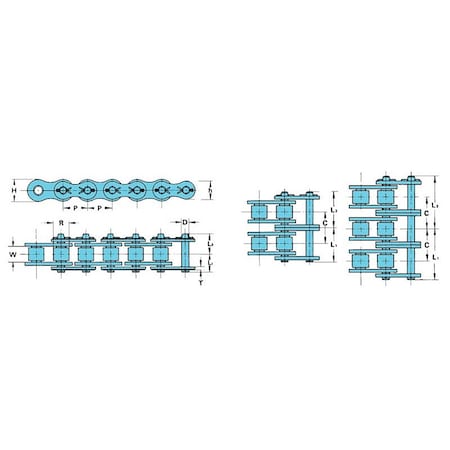 Tsubaki Roller Chain, Heavy Series, 80H ANSI, 10 ft 80HRB