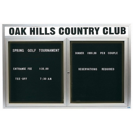 Aarco Illuminated Enclosed Letter Board Directory w/ Clear Satin Anodized Al Frame and Header, 48''Hx72''W ADC4872HI
