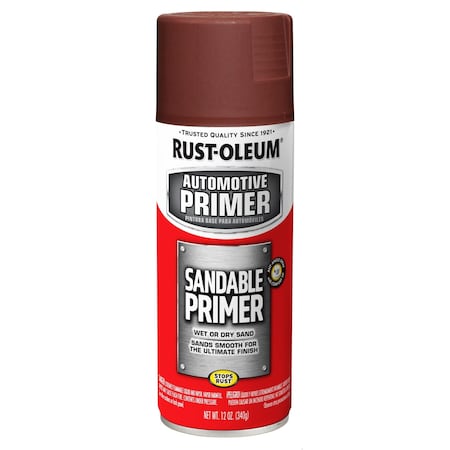 Rust-Oleum Automotive Sandable Primer Spray, Red, 12 Oz 249419