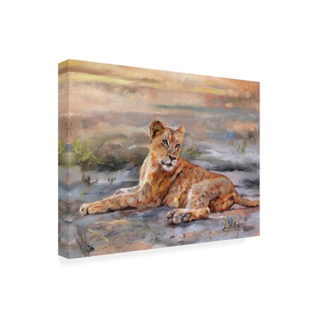 Trademark Fine Art Outdoor Canvas Art - David Stribbling 'Lion Cub Resting' Wall Art for Patios, or Gardens GRL00312-OC2432WR