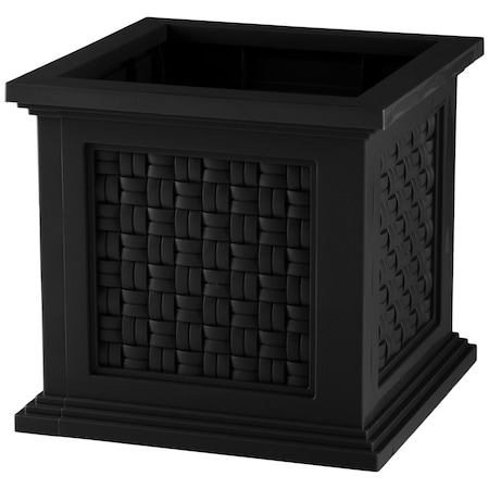 Pure Garden Rattan Style Outdoor Planter Box 14.65-Inch-Square Decorative Flower or Plant Pot 50-LG1469
