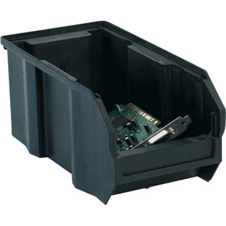 Partners Brand Hang & Stack Storage Bin, Black, 5 in H, 5-1/2 in W, 10-7/8 in L, 12 PK BINC111