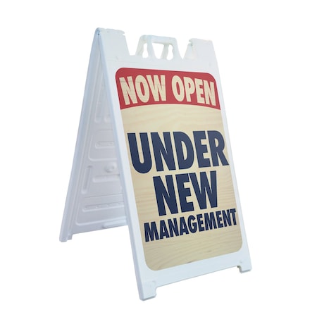 Signmission Now Open, A-Frame & 2 Sign Inserts, Heavy-Duty Plastic Frame SBHD-C-2436-30404