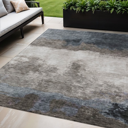 Homeroots 5' X 8' Gray Black And Brown Abstract Washable Indoor Outdoor Area Rug 603024