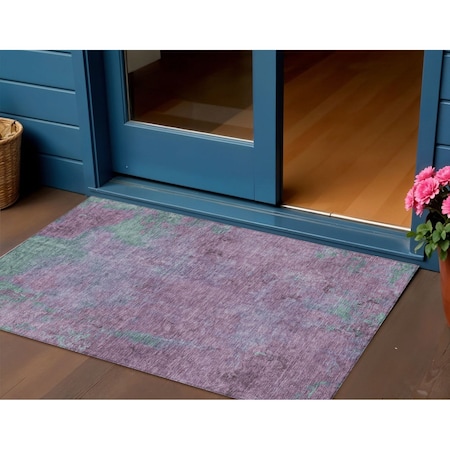 Homeroots 3' X 5' Lavender And Teal Blue Abstract Washable Indoor Outdoor Area Rug 618448