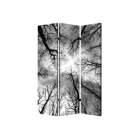 Homeroots 72" Black And Blue Canvas Folding Three Panel Screen Room Divider 274653