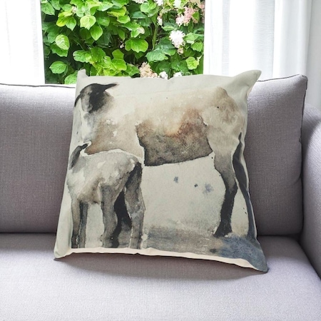 Homeroots 18" Gray Black And Cream Linen Throw Pillow Cover 608175