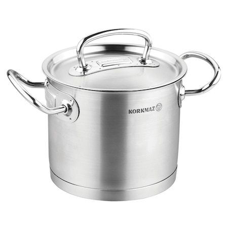 Korkmaz Proline Professional Series 9 Liter Stainless Steel Extra Deep Casserole with Lid in Silver A1166
