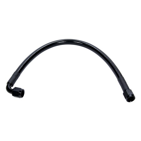 Powerhouse 6AN Straight to 6AN 90 deg Female Hose Assembly with 12 in. Long - Black Plastic Coated PO3625744