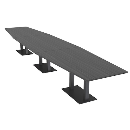 Skutchi Designs Hexagon Conference Table With Power Unit, 48 in W, 216 in L, Grey HAR-HEX.IR-48X216-DOU.BK-WA7949-NA