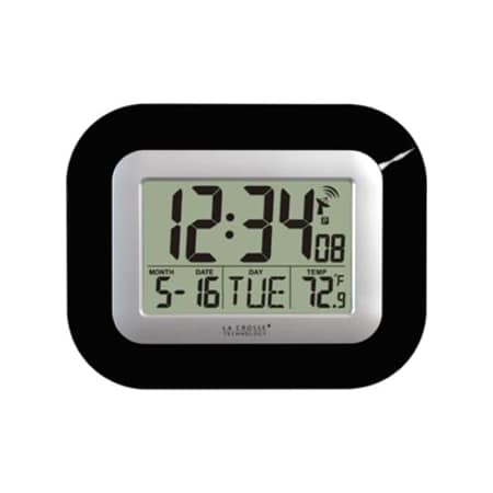 La Crosse Technology 8.95 in. L X 1.2 in. W Indoor Contemporary Digital Atomic Wall Clock Plastic Bl WT-8005U-B