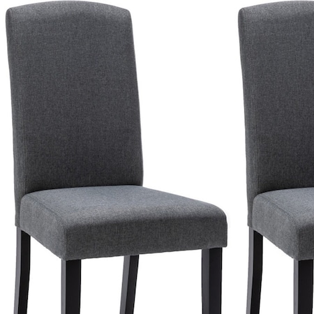 Homeroots Set of Two Dark Gray And Black Upholstered Polyester Dining Parsons Chairs 546393