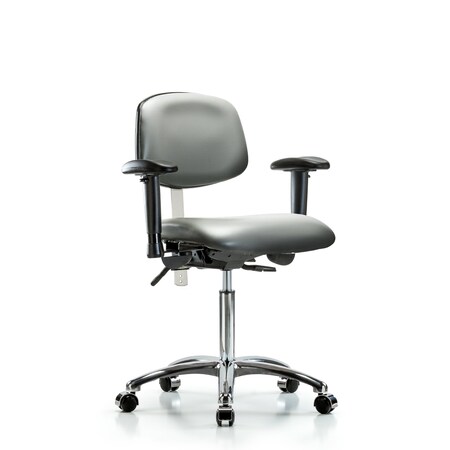 Blue Ridge Ergonomics Vinyl Clean Room Chair, Adjustable Arms BR-NCR-VMBCH-CR-T0-A1-NF-CC-8840