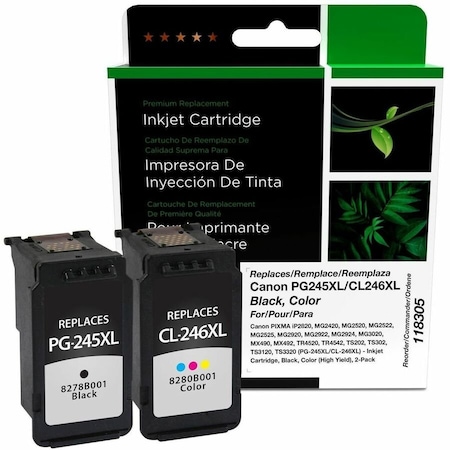 Cig Remanufactured High Yield Black, Color Ink Cartridges for Canon PG-245XL/CL-246XL, 2PK 118305