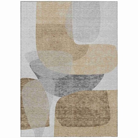 Homeroots 9' X 12' Taupe And Gray Abstract Washable Indoor Outdoor Area Rug 632195