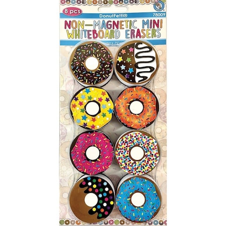 Ashley Productions Non-Magnetic Mini Whiteboard Erasers, DonutFetti, PK16 78009