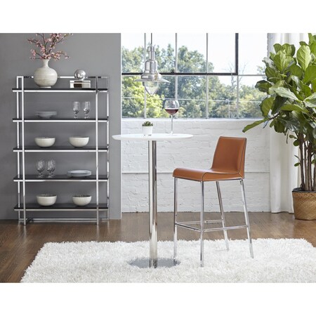 Homeroots 26" White and Silver Rounded Steel Bar Table 524947