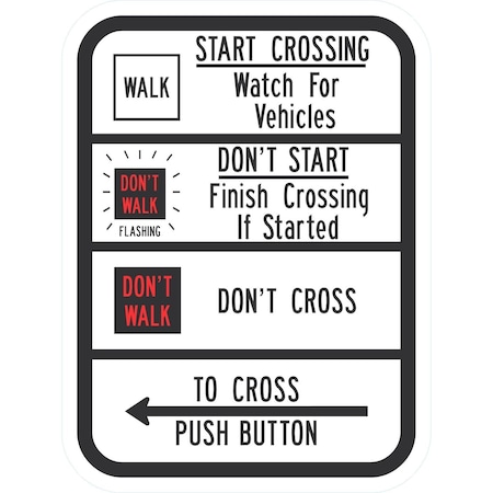 Lyle Start Crossing Watch For Vehicles, (walk/don't walk, 9x12, Diamond Grade, White G-17498-DG_9x12