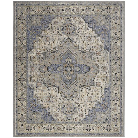 Homeroots 10' X 14' Blue Floral Indoor Outdoor Area Rug 573752