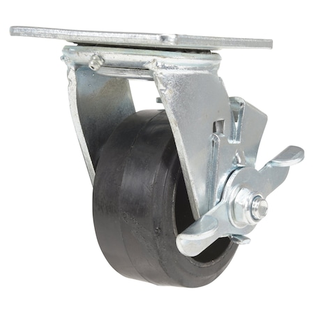Vestil Rubber Swivel With Brake Caster 4 In. Diameter x 2 In. Width 396 Lb. Capacity Black CST-VE-4X2MR-SWB