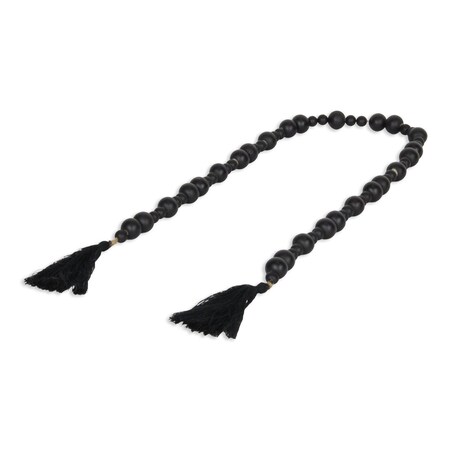 Homeroots 42" Black Wood Hand Painted Decorative Tassel 635368