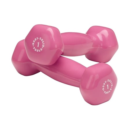 Body-Solid 1 lbs Vinyl Dumbell, Pink - Pair BSTVD1PR