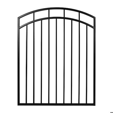 Nuvo Iron 45in Wx56in H Benitoite Gate Arched Rails, 48in W Opening, Self Close Hardware w/Double Side Handle IBGA4556