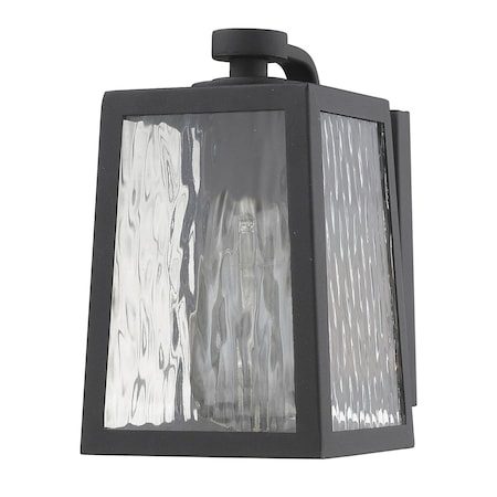 Homeroots Matte Black glass panels Outdoor Wall Light 398476
