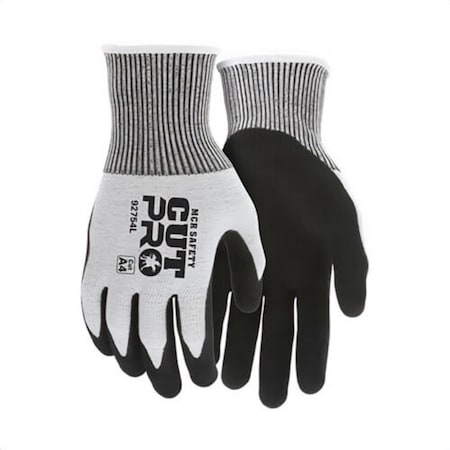 Mcr Safety Cut Work Gloves, Large, Sandy Nitrile Foam Coating, Knit Wrist Cuff, Resists: Abrasion 92754L