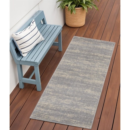 Homeroots 6' Gray And Beige Abstract Indoor Outdoor Runner Rug 545514