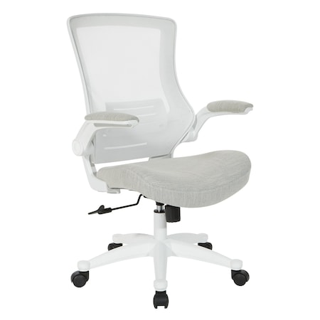 Office Star Products Ventilated Seating White Screen Back Manager's Chair, Linen Stone EM60926WH-F22