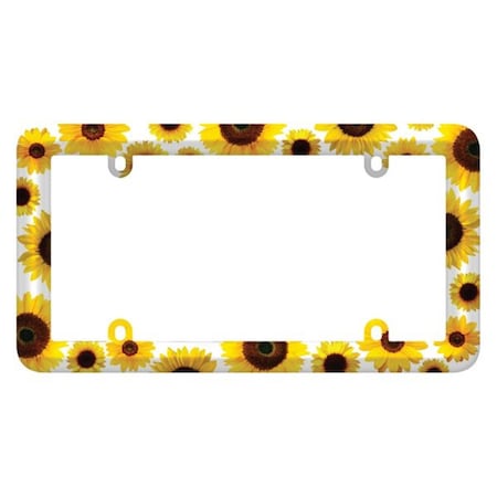 Strike3 23804 Bold Graphics Sunflowers Style Chrome License Plate Frame ST3024113
