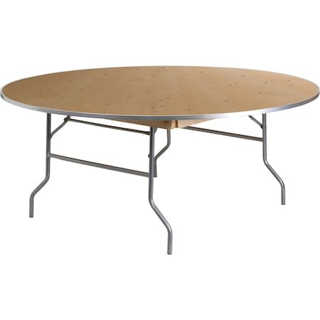 Flash Furniture Round Folding Table, Birchwood, Steel Top, Natural XA-72-BIRCH-M-GG