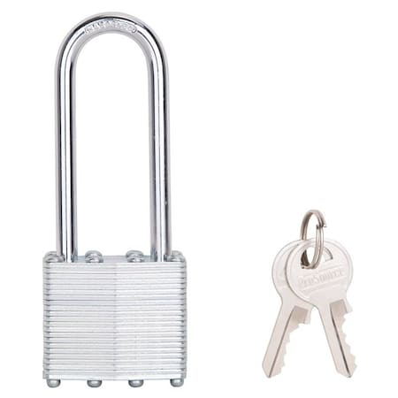 Prosource Padlock, Long Shackle, 1/4 in Dia Shackle, 2-3/4 in H Shackle, Steel Shackle, Steel Body HD00020L
