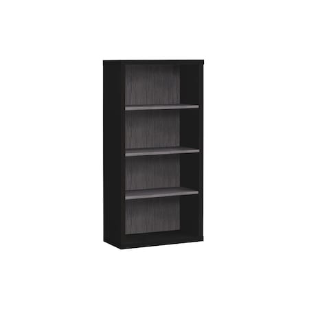 Homeroots 48" Black And Gray Distressed Wood Adjustable Four Tier Bookcase 333508