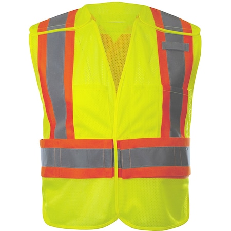 Reflective Apparel ANSI Type R Class 2 Breakaway Mesh Vest with Adjustable Waistline 566GX-LM-6X-8X